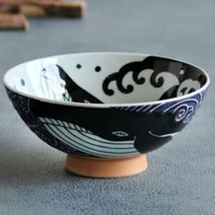 Rakuten - 茶碗（大）美濃焼白波くじら径約14.5×高さ約6.5cm安心安全の日本製 電子レンジ・食洗機 使用可能