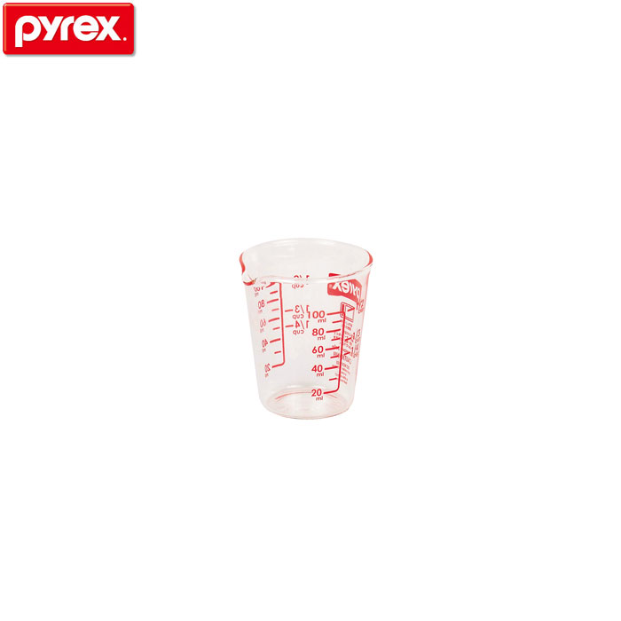 訳あり商品パイレックスPYREXBrメジャーカップ 100実用容量100ml耐熱ガラス汚れ等あり、使用には問題ございません。未使用