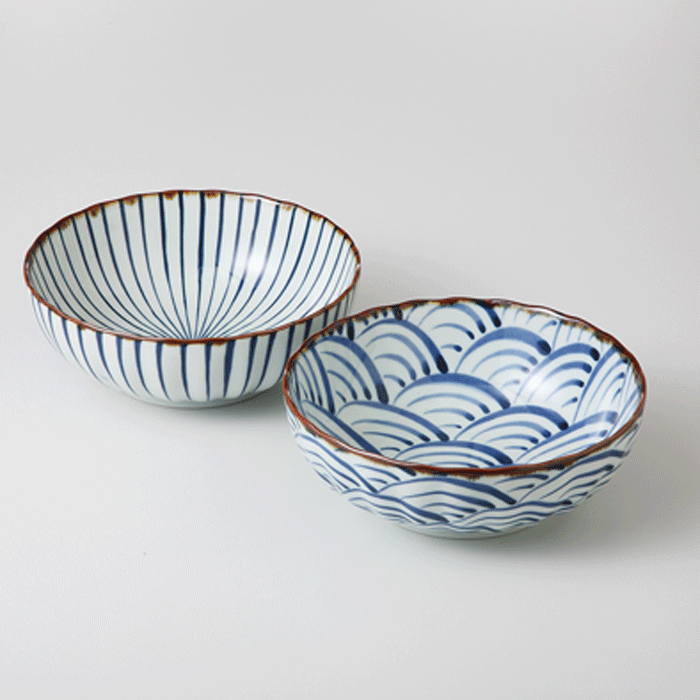 樂天商城 - 美濃焼西海陶器 染付絵変り多用鉢ペア 2個組材質：磁器しっかりと描かれた柄が料理を引き立てます。