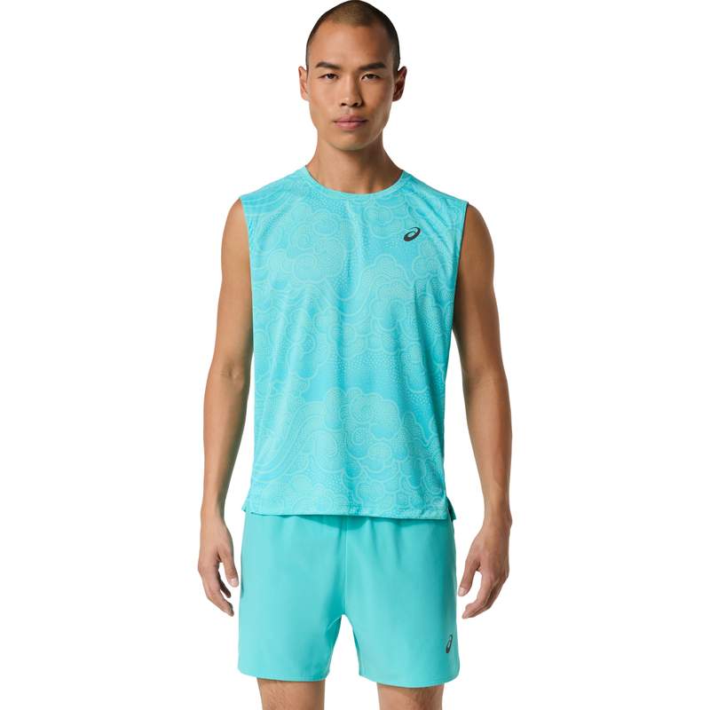 アシックス グラフィック スリーブレストップ GRAPHIC SLEEVELESS TOP 2011d649 400 メンズランニングウェア ASICS 2026AW wasm(2011d649400)