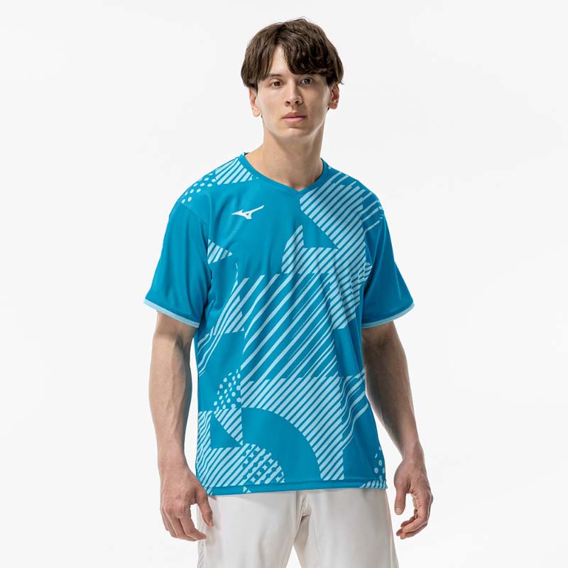 ミズノ ユニセックス ゲームシャツ 半袖 Tシャツ ラケットスポーツ 【PREMIUM STATION限定】 汗を素早く吸収し、ウェア内を快適な状態に保ちます。 ●メーカー：ミズノ ●仕様：吸汗速乾、Dynamotion Fit ●素材：ポリエステル100% ●原産地：中国 半袖 Tシャツ バドミントン テニス スポーツウェア トップス 練習着 練習 部活 素材：ポリエステル