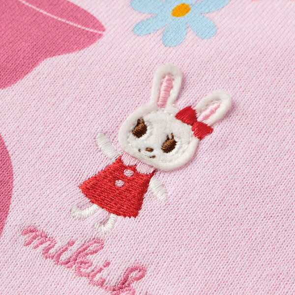 ●期間限定P11倍●30％OFFセール●ミキハウス　mikihouse　お花うさこ ミニ裏毛パイル　長袖パジャマ(80〜130）子ども服　プレゼント　ギフト 幼稚園 保育園 女の子 アウトレット