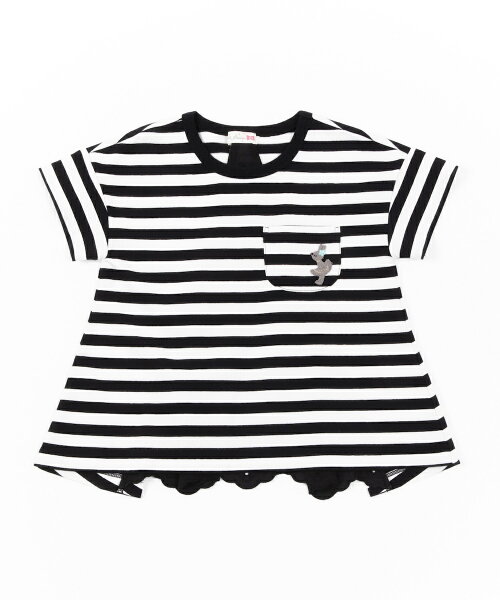 ●50%OFFセール●ニットプランナー　Knit　Planner　後ろレース切替えボーダーTシャ...