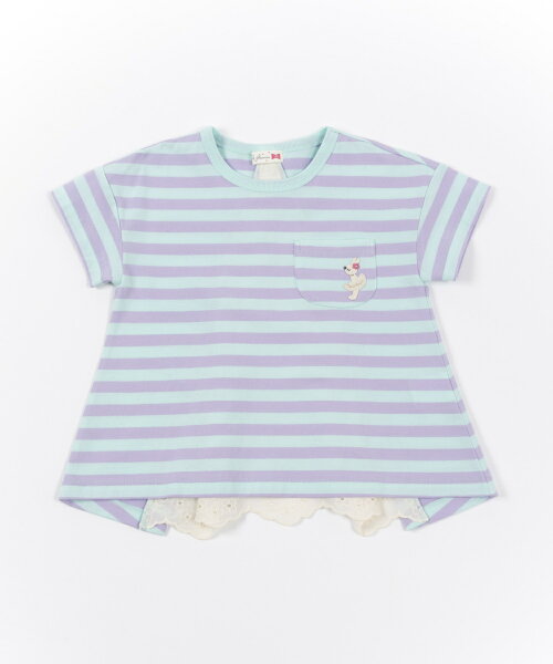 ●50%OFFセール●ニットプランナー　Knit　Planner　後ろレース切替えボーダーTシャ...
