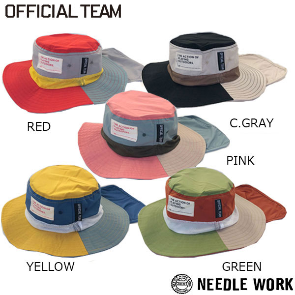 【期間限定P11倍】ニードルワーク（NEEDL WORK）OFFICIAL TEAM　SAFARI　HAT　サファリハット 帽子 レジャー 紫外線対策 カラー 男の子 女の子 アウトドア(S・M・L）