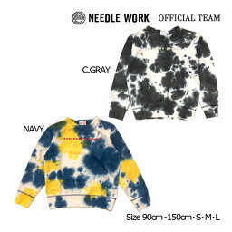 ニードルワーク（NEEDL WORK）OFFICIAL TEAM　タイダイ染めロゴ スウェット(150cm・S・M・L）