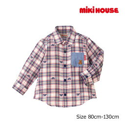 【期間限定P11倍】ミキハウス正規販売店/ミキハウス　mikihouse　ミキハウスベア　長袖シャツ(80cm・90cm・100cm・110cm・120cm・130cm）