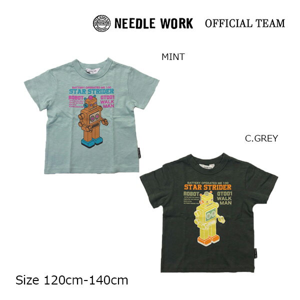 Rakuten - ●40%OFFセール●ニードルワーク　NEEDL WORK　OFFICIAL TEAM　スラブ　ロボット　ロゴ　Tシャツ(130・140）アウトレット セール シンプル カジュアル 男の子 女の子 通園 通学