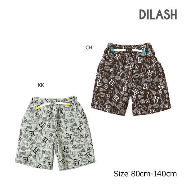 【50％OFF】ディラッシュ　DILASH　リップストップ　天竺　総柄パンツ　(4.5分丈)(80cm・90cm・100cm・110cm・120cm・130cm・140cm）