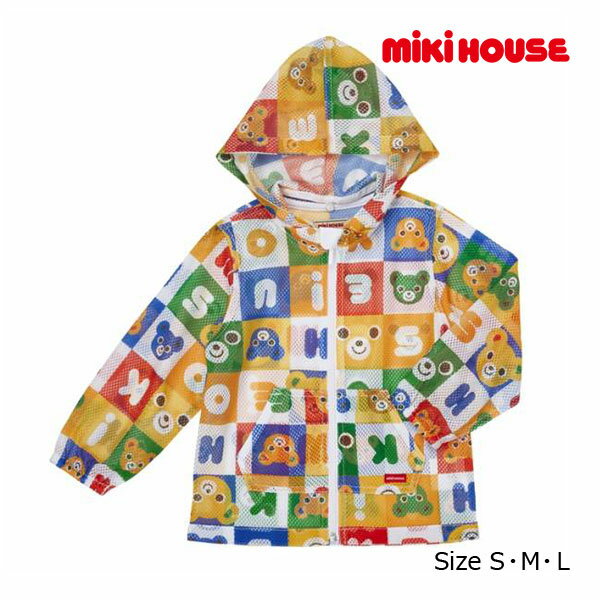 【期間限定P11倍】ミキハウス正規販売店/ミキハウス　mikihouse　パズルブロック 虫よけ加工　メッシュパーカー　総柄（S・M・L）