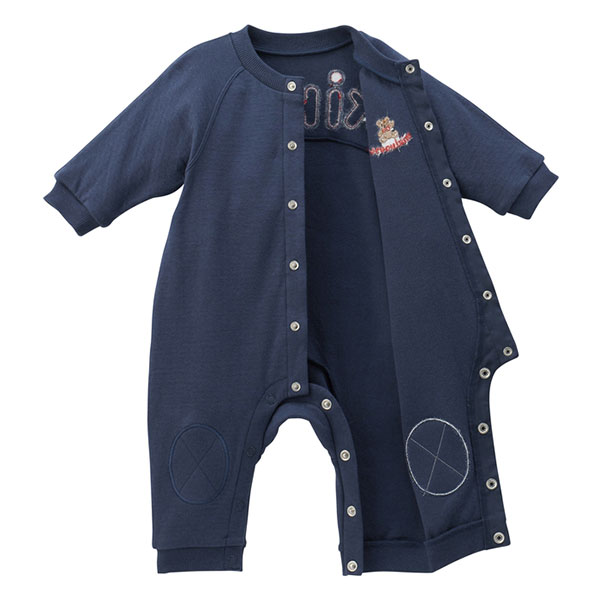 ●期間限定P11倍●取り寄せ商品●ミキハウス　mikihouse　ミキハウスベア バックロゴカバーオール 男の子 女の子 赤ちゃん 出産祝い ギフト（70・80・90）