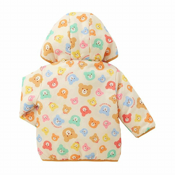 ●30日〜P11倍●ミキハウス　ホットビスケッツ　mikihouse　くま　総柄 裏ボア フリース リバーシブル ジャンパー（80・90・100・110・120）防寒　男の子　女の子　アウター