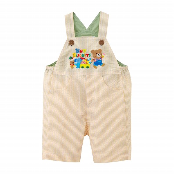 ●30日〜P11倍●取り寄せ商品●ミキハウス　ホットビスケッツ　mikihouse　ビーンズ くま 刺しゅう オーバーオール(S・M・L・LL) ベビー 幼児 男の子 女の子 ギフト 春 夏 秋
