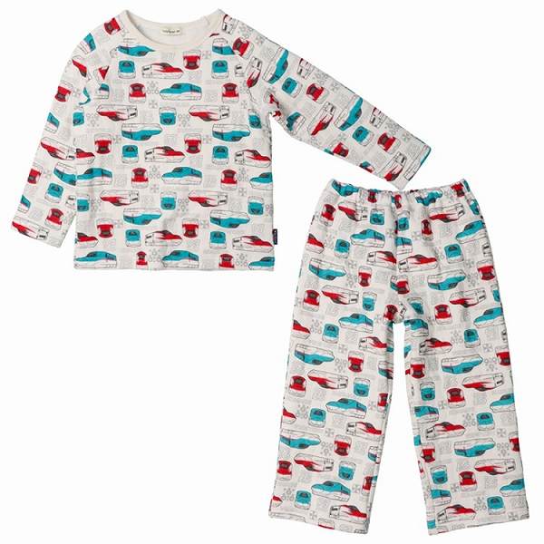 ●30％OFFセール●キッズフォーレ Kids Foret JR 新幹線 電車 総柄 長袖 キルト パジャマ ( 100 110 120 ) 子ども服 キッズ パジャマ　ルームウェア 子ども服 こまち はやぶさ 男児 男の子 鉄道 子鉄 お泊り 旅行 B55796 アウトレット