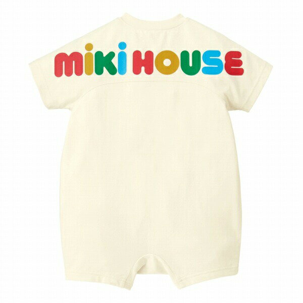 18日〜P11倍★ミキハウス　mikihouse　バックロゴ　ショートオール(70cm・80cm・90cm）ベビー 赤ちゃん 男の子 女の子 出産祝い ギフト