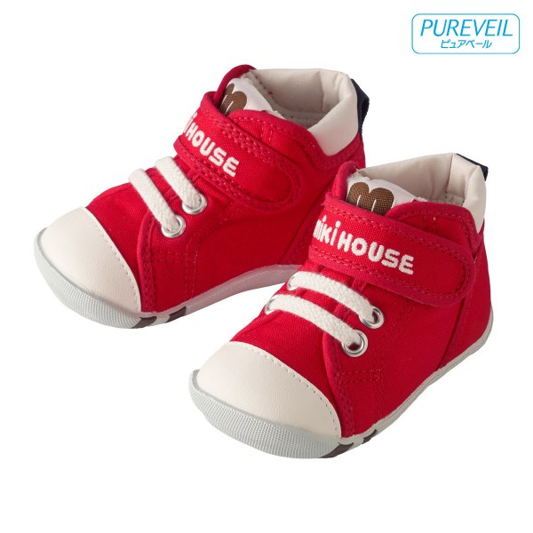Forever123の20日まで10％OFFクーポン有★ミキハウスmikihouse　靴 スニーカー mロゴ ファーストベビーシューズ（11.5cm・12cm・12.5cm・13cm・13.5cm）赤ちゃん　子供　幼児　出産祝い　男の子　女の子　プレゼント　ギフト　お出かけ｜アングル3