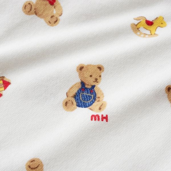 18日〜P11倍★取り寄せ商品●ミキハウス ベビー mikihouse　ミキハウスベア　プレオール(50-60cm）ベビー服 ロンパース 女の子 男の子 赤ちゃん 新生児 ギフト お祝い プレゼント 出産祝い 前開き 暖かい 長袖