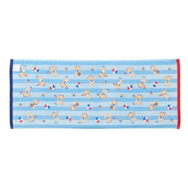 Forever123の取り寄せ商品●ミキハウス　mikihouse　ミキハウスベア フェイスタオル　ブルー (サイズ：W34×H85cm)　子ども用　幼稚園　スイミング　プール　水遊び　スポーツ　日本製｜アングル2