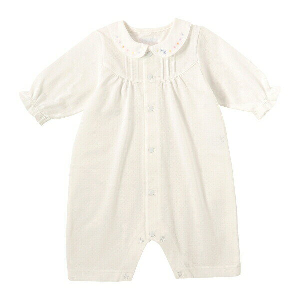 30・1日限定★P11倍★取り寄せ商品●ミキハウス ベビー mikihouse　夏のご退院にもおすすめ　衿つき ふんわり清楚なプレオール（50cm-60cm)