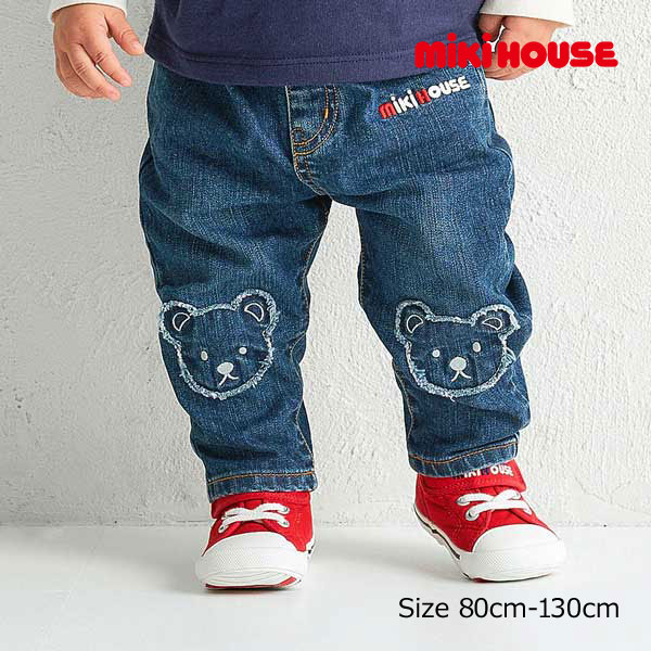 11日までP11倍★取り寄せ商品●ミキハウス　mikihouse　ミキハウスベア パンツ デニム80・90・100・110・120・130）子ども服　幼児　保育園　幼稚園　小学生　キッズ　ジュニア　男の子　女の子　お出かけ　長ズボン