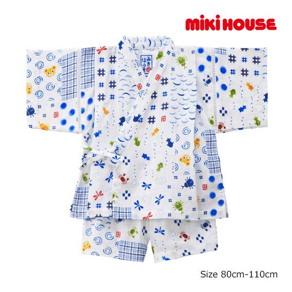 20日まで10％OFFクーポン有★取り寄せ商品●ミキハウス　mikihouse　パッチワーク柄プッチー　甚平スーツ　 ( 80　90　100　110　)　甚平　浴衣　子ども服　幼児　キッズ　男の子　お祭り　セットアップ