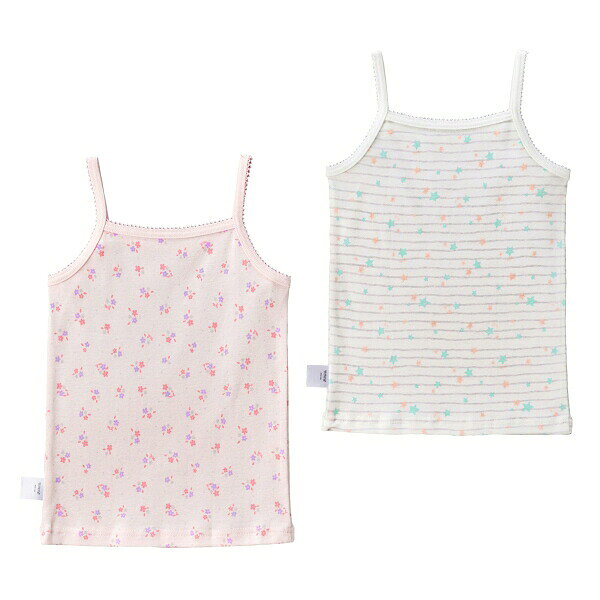 Forever123の30％OFFセール●ミキハウス　mikihouse　肌着　星ボーダー＆小花キャミソールセット＜2枚1セット＞ インナー 下着（80-140）　子ども服　プレゼント　出産祝い　お出かけ　アウトレット｜アングル2