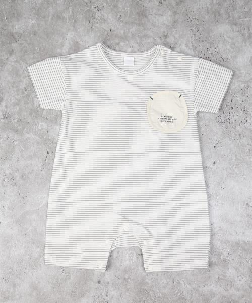 ●50％OFFセール●ディラッシュ　DILASH ボーダー ロンパース(70・80)子ども服　ベビー　赤ちゃん　男の子　女の子　半袖　半パン　夏服　ショートオール　カバーオール　アウトレット 半額
