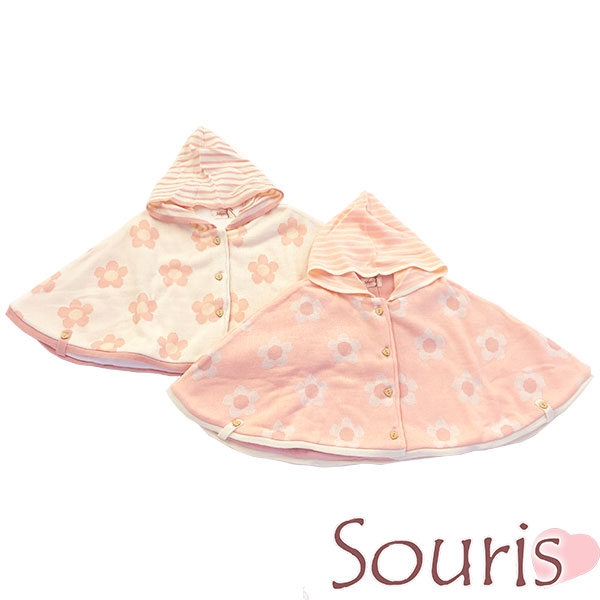 ●50%OFFセール●スーリー　Souris　★フラワージャガード　マント　ピンク　アウトレ...