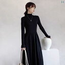 ニットワンピース 今季 春夏 マキシ丈 ロング 大人かわいい ニット かわいい きれいめ XZOXZO ブラック コート 付き ニット ワンピース 女性 202...