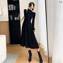 ニットワンピース 今季 春夏 マキシ丈 ロング 大人かわいい ニット かわいい きれいめ ハーフ タートルネックセーター ドレス ウエスト 痩せ ベース ニット...