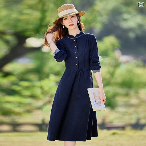 ワンピース シフォンワンピース レディース ロングワンピース シャツワンピース ワンピース シフォンワンピース レディース ロングワンピース シャツワンピース ネイビーブルーの コーデュロイの ホットな 女性用 ドレス 2025 春秋 女性 ウエスト ス ワンピース シフォンワンピース レディース ロングワンピース シャツワンピース ワンピース シフォンワンピース レディース ロングワンピース シャツワンピース ネイビーブルーの コーデュロイの ホットな 女性用 ドレス 2025 春秋 女性 ウエスト ス