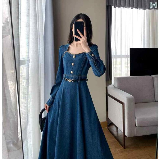 ワンピース シフォンワンピース レディース ロングワンピース シャツワンピース ワンピース シフォンワンピース レディース ロングワンピース シャツワンピース 春の レディース 2025 フレンチスクエア ネック 長袖 レトロ デニム ドレス ハイウエス ワンピース シフォンワンピース レディース ロングワンピース シャツワンピース ワンピース シフォンワンピース レディース ロングワンピース シャツワンピース 春の レディース 2025 フレンチスクエア ネック 長袖 レトロ デニム ドレス ハイウエス