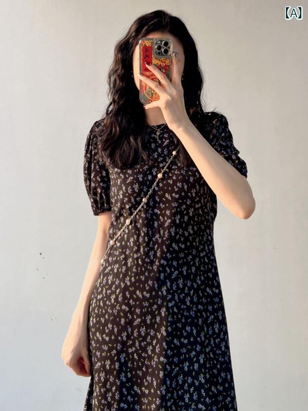 シャツワンピ シャツワンピ ロング マキシ マキシワンピース 韓国 シック 夏の レトロ 雰囲気の ラウン..