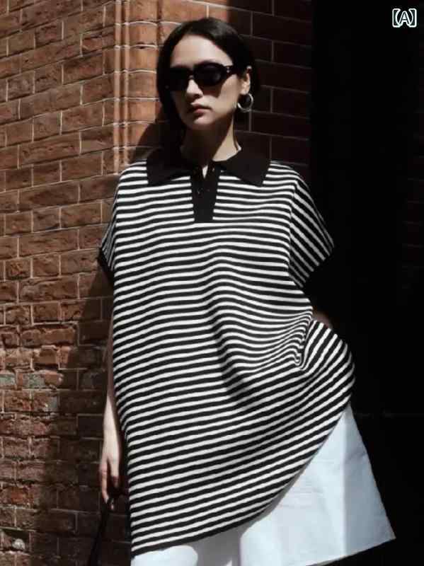 ワンピース シャツワンピ ロング マキシ マキシワンピース ワンピース シャツワンピ ロング マキシ マキシワンピース 韓国 ポロ カラー ミドル 丈 ストライプワンピース レディース 2025夏 カジュアル 半袖 ゆったり スリム トップ(4)