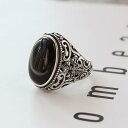 メンズ アクセ 指輪 リング シルバーアクセサリー S925 スター リング シルバーの ワイド オープン 誇張 ファッション ブラック アゲート 6文字マント...