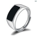 メンズ アクセ 指輪 リング シルバーアクセサリー ブラック アゲート 高級 メンズリング S925 スター リング シルバー 可動 オープン ジェム シンプル...