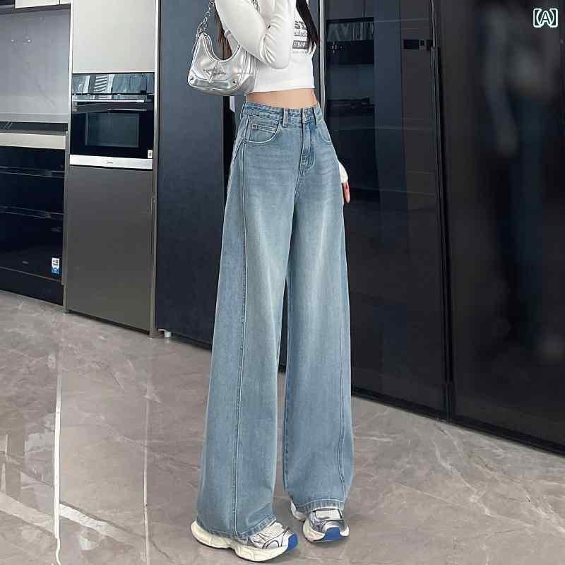 パンツ ワイド オシャレ 女性用 ナロー ワイド レッグ ジーンズ 春秋 2025 ハイウエスト ドレープ レトロ ストレート バナナ パンツ