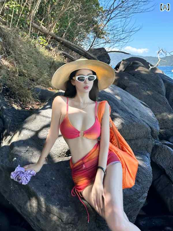 ビキニ 水着 レディース 体型カバー ハイウエスト フレア ビキニ 水着 レディース 体型カバー ハイウエスト フレア ビーチ ホット ガール ドーパミン 水着 女性 韓国 レンダリング 魅惑的 背中が 開いた 胸 パッド スプリット プリーツスカート