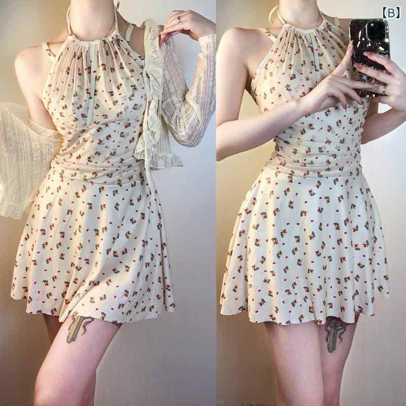 ビキニ 水着 レディース 体型カバー ハイウエスト フレア ビキニ 水着 レディース 体型カバー ハイウエスト フレア Shi Keer ガールズ エッグイエロー ホルターネック カバー お腹 痩せ ハイウエスト スカート スタイル ボクサー ワンピー