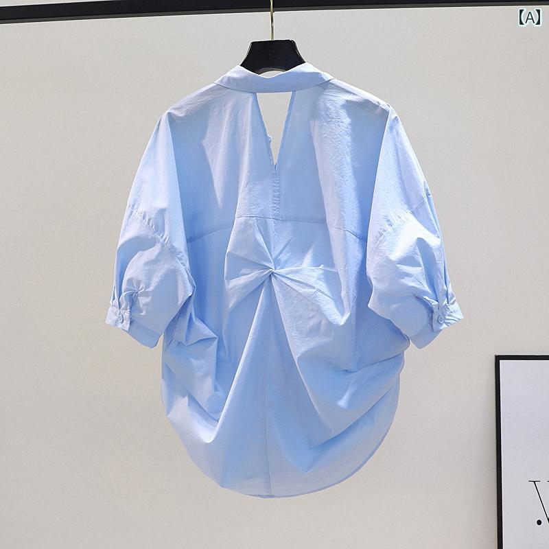 トップス シャツ レディース 大人かわいいフリル 韓国 シャツワンピ トップス シャツ レディース 大人かわいいフリル 韓国 シャツワンピ 対外の カウンター 撤退 春夏 綿 シャツ レディース ゆったり プリーツ 半袖 スタイリッシュな トップス