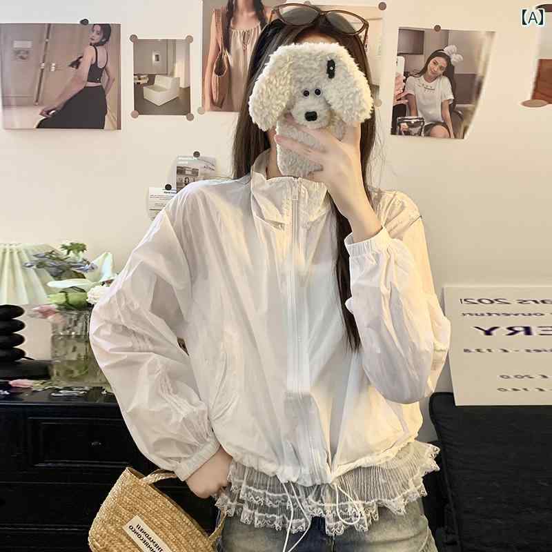 トップス シャツ レディース 大人かわいいフリル 韓国 シャツワンピ トップス シャツ レディース 大人かわいいフリル 韓国 シャツワンピ 夏の 女性用 日焼け防止 服 ゆったり な アウトドア 通気性 レース スプライシング ライト カーディガンジャケッ