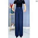 美脚 パンツ レディース 体型カバー きれいめ 着痩せ 美ライン ダブルブレスト ミルク シルク ワイド レッグ パンツ レディースパンツ 夏 薄手 ハイウエスト ゆったり ママ カジュアル 伸縮性 ビッグフット スイング