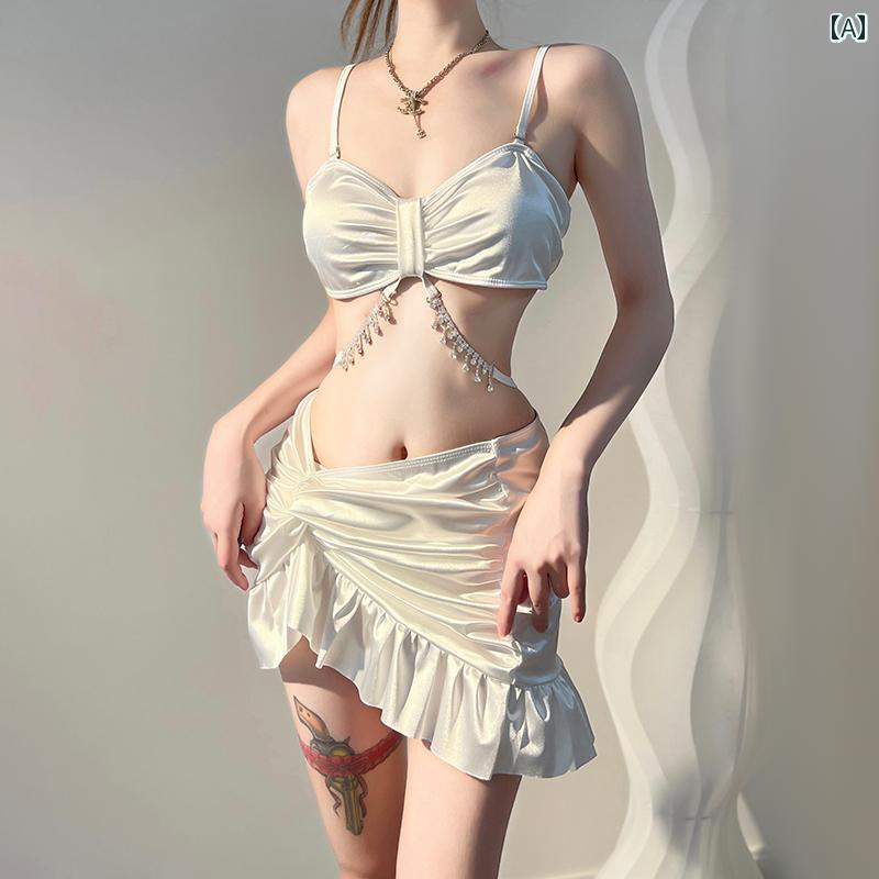 水着 レディース 体型カバー ビキニ ハイウエスト 韓国 Shi Keer 2025 ビキニ 水着 女性 魅惑的 スリーピース セット ラインストーン 写真 撮影 良い 海辺の 休暇の 高級