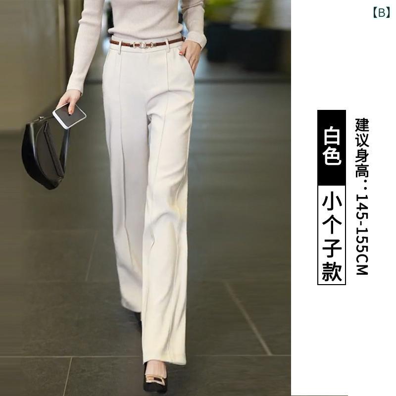 ホープのレディース ワイドパンツ イージーパンツ 体型カバー フレア きれいめ 春夏 2025夏 レディース ナロー スーツ ワイド レッグ パンツ ハイウエスト ドレープ 薄手 小さい サイズ ゆったり ストレート｜アングル2