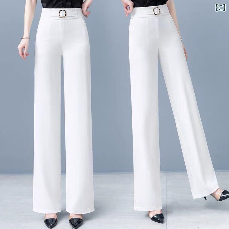 レディース ワイドパンツ イージーパンツ 体型カバー フレア きれいめ 春夏 冷感 スーツ パンツ レディース 2025 春秋 夏 ハイウエスト ストレート ドレープ スリム カジュアル ワイド レッグ