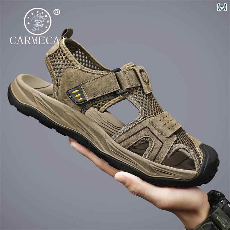 サンダル スポーツサンダル メンズ 軽量 CARME CAT 旗 艦 店 サンダル 夏 通気性 滑り止め 革 カジュア..