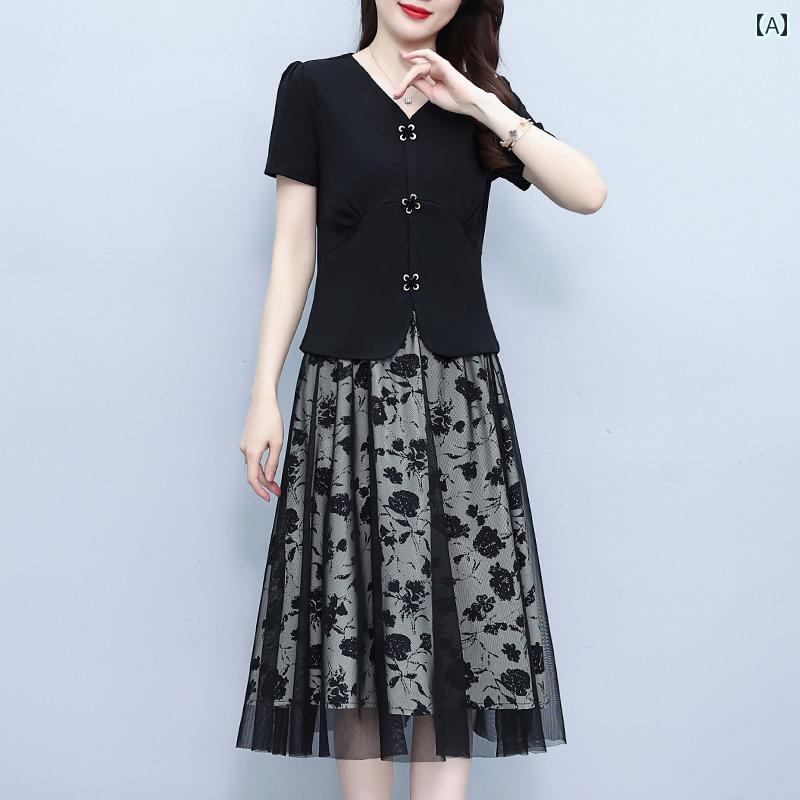 上下 レディース セット ワンピース セットアップ セットアップ 上下セット レディース 中年 母親の 夏の スーツ 2025 スタイルな スタイリッシュな エレガントな 雰囲気の ツーピース ドレスの 夏