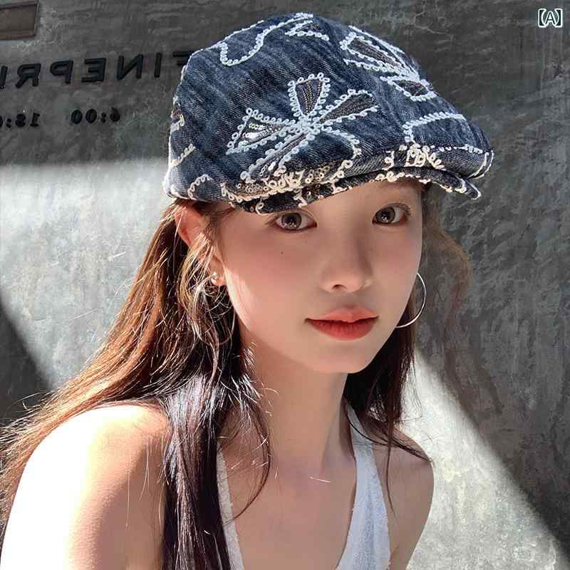ヘッドスカーフ り おしゃれ 韓国 アップグレード 版 刺繍の 花の フォワード ハット 女性用 2025夏 の..