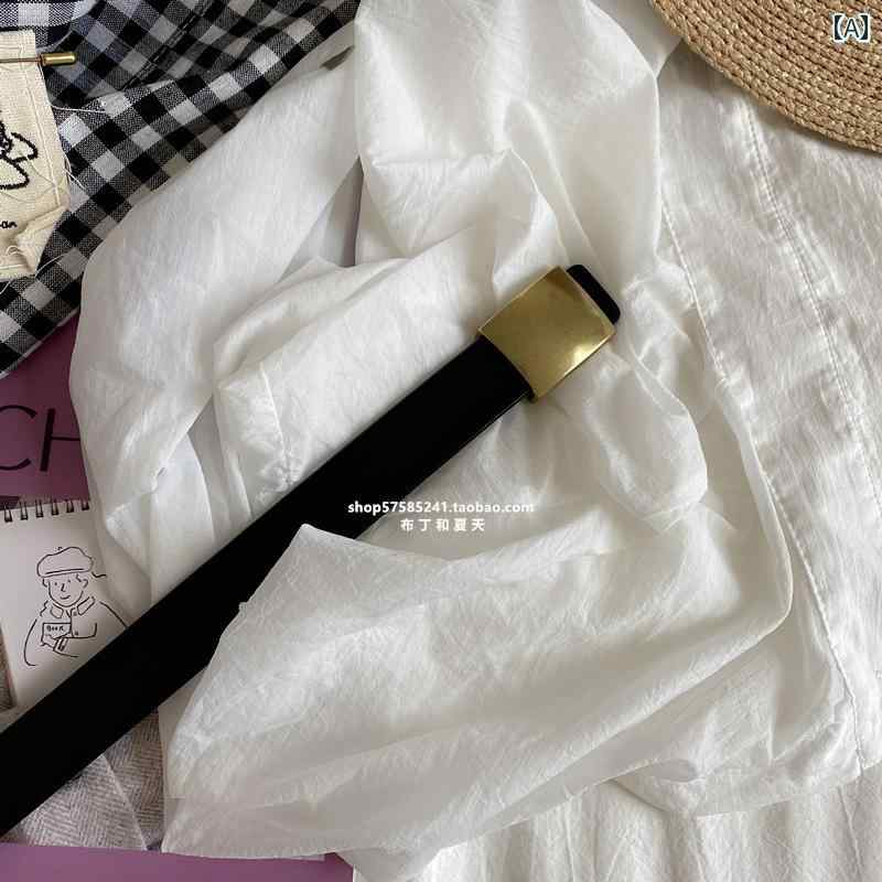 ベルト り おしゃれ 韓国 重厚 ソリッド バックル ヘッド ブロンズゴールド ベルト レディース 韓国 スクエアバックル レトロ ズボン