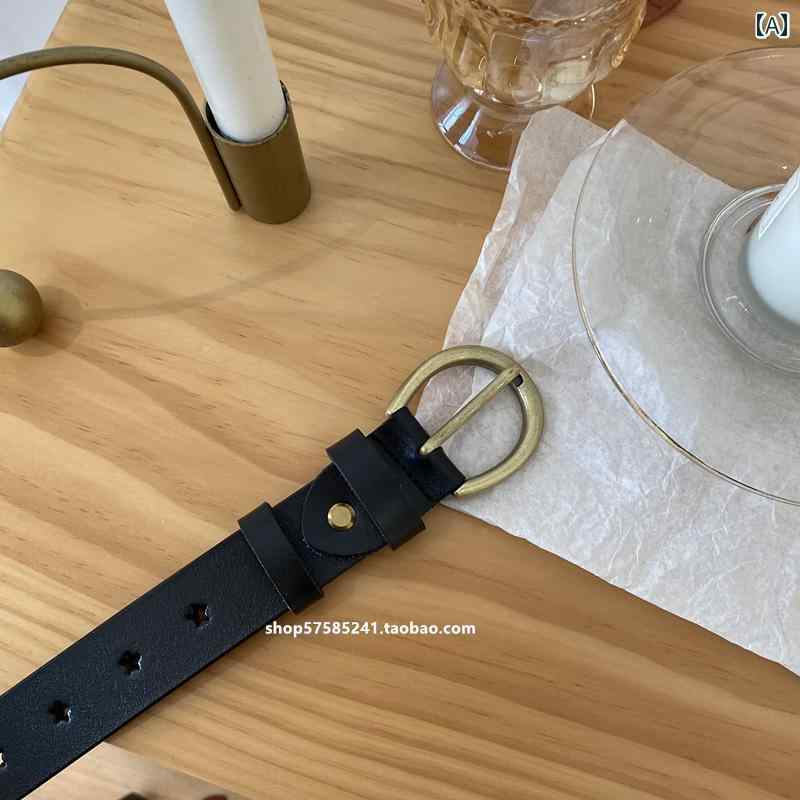 ベルト り おしゃれ 韓国 韓国 レトロ ベルト スター ホール フル レディース 古風 赤 茶色の 革 ジーンズ 学生の